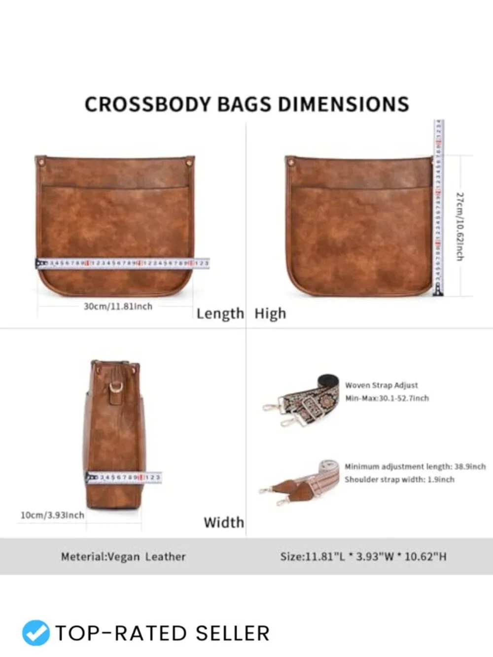 Trendy Vegan Leather Hobo Crossbody Bag with 2 Adjustable Straps